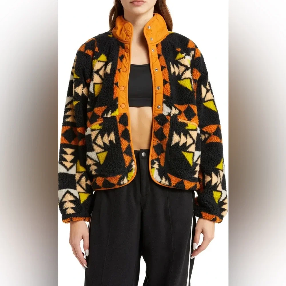 Free People Fleece Rocky Ridge Jacket Night Sky Combo XS NWT - Picture 9 of 11